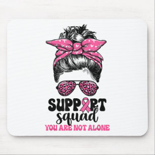 Support Squad Messy Bun Pink Warrior Breast Cancer Muismat
