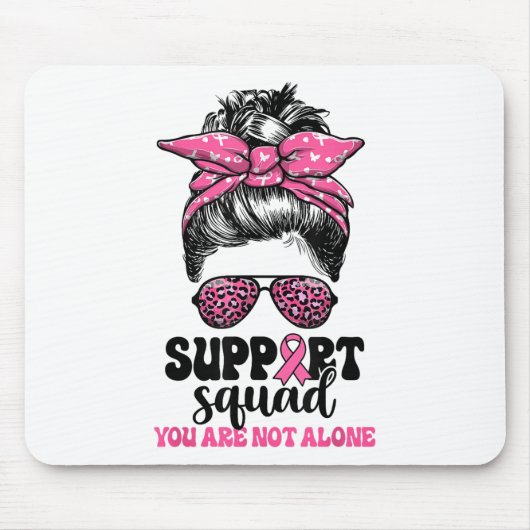 Support Squad Messy Bun Pink Warrior Breast Cancer Muismat (Voorkant)