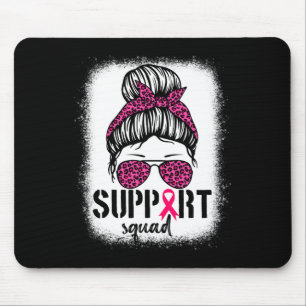 Support Squad Messy Bun Pink Warrior Breast Cancer Muismat
