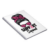 Support Squad Messy Bun Pink Warrior Breast Cancer Notitieboek (Rechterzijde)