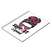 Support Squad Messy Bun Pink Warrior Breast Cancer Notitieboek (Linkerzijde)