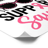 Support Squad Messy Bun Pink Warrior Breast Cancer Poster (Hoek)
