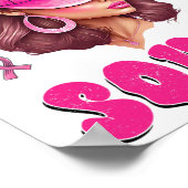 Support Squad Messy Bun Pink Warrior Breast Cancer Poster (Hoek)