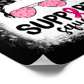 Support Squad Messy Bun Pink Warrior Breast Cancer Poster (Hoek)