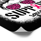 Support Squad Messy Bun Pink Warrior Breast Cancer Poster (Hoek)