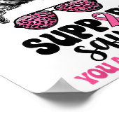 Support Squad Messy Bun Pink Warrior Breast Cancer Poster (Hoek)