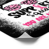 Support Squad Messy Bun Pink Warrior Breast Cancer Poster (Hoek)