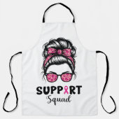Support Squad Messy Bun Pink Warrior Breast Cancer Schort (Voorkant)