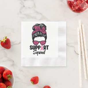 Support Squad Messy Bun Pink Warrior Breast Cancer Servet
