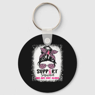 Support Squad Messy Bun Pink Warrior Breast Cancer Sleutelhanger
