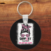 Support Squad Messy Bun Pink Warrior Breast Cancer Sleutelhanger (Voorkant)
