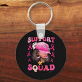 Support Squad Messy Bun Pink Warrior Breast Cancer Sleutelhanger (Voorkant)