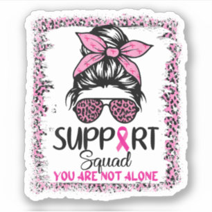 Support Squad Messy Bun Pink Warrior Breast Cancer Sticker