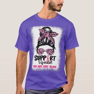 Support Squad Messy Bun Pink Warrior Breast Cancer T-shirt