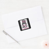 Support Squad Messy Bun Pink Warrior Breast Cancer Vierkante Sticker (Envelop)