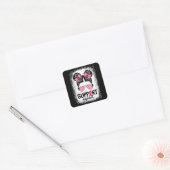 Support Squad Messy Bun Pink Warrior Breast Cancer Vierkante Sticker (Envelop)