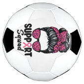 Support Squad Messy Bun Pink Warrior Breast Cancer Voetbal (Gedraaid)