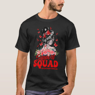 Support Squad Messy Bun Red Ribbon Pulmonary Embol T-shirt