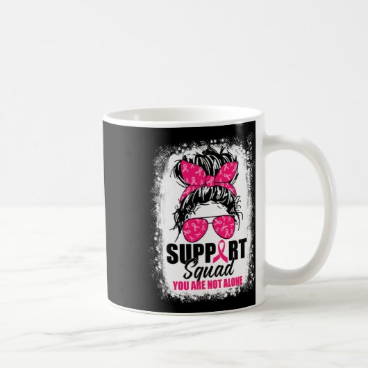Support Squad Messy Bun Warrior Breast Cancer Awar Koffiemok (Rechts)