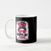 Support Squad Messy Bun Warrior Breast Cancer Awar Koffiemok (Links)