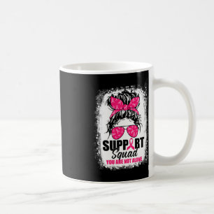 Support Squad Messy Bun Warrior Breast Cancer Awar Koffiemok