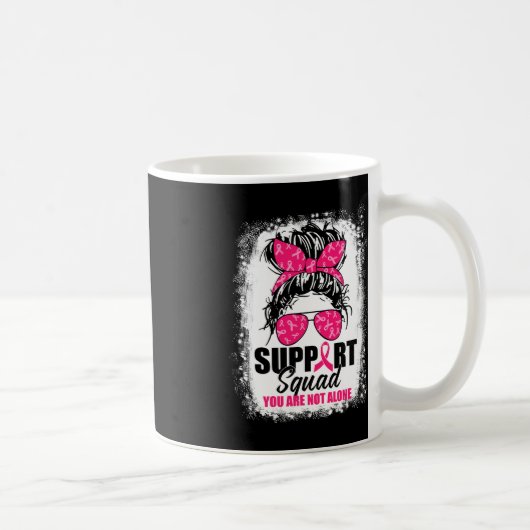 Support Squad Messy Bun Warrior Breast Cancer Awar Koffiemok (Rechts)