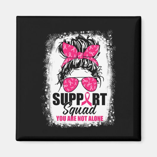 Support Squad Messy Bun Warrior Breast Cancer Awar Magneet (Voorkant)