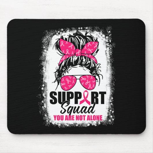 Support Squad Messy Bun Warrior Breast Cancer Awar Muismat (Voorkant)