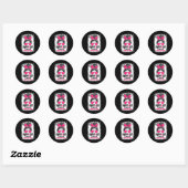 Support Squad Messy Bun Warrior Breast Cancer Awar Ronde Sticker (Vel)