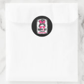 Support Squad Messy Bun Warrior Breast Cancer Awar Ronde Sticker (Tas)
