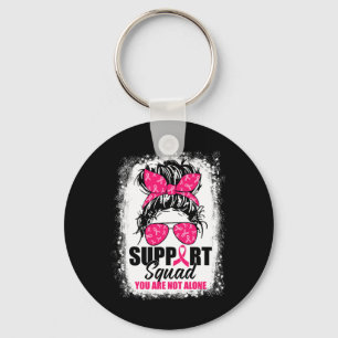 Support Squad Messy Bun Warrior Breast Cancer Awar Sleutelhanger