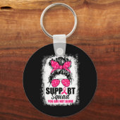 Support Squad Messy Bun Warrior Breast Cancer Awar Sleutelhanger (Voorkant)