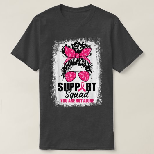 Support Squad Messy Bun Warrior Breast Cancer Awar T-shirt (Design voorkant)