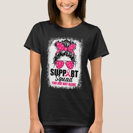 Support Squad Messy Bun Warrior Breast Cancer Awar T-shirt (Voorkant)