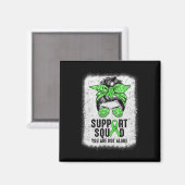 Support Squad Messy Bun Warrior Green Mental Healt Magneet (Voorkant / Achterkant)