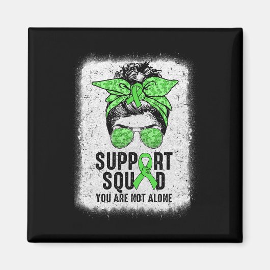 Support Squad Messy Bun Warrior Green Mental Healt Magneet (Voorkant)