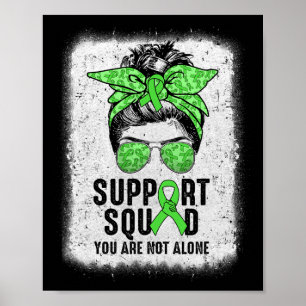 Support Squad Messy Bun Warrior Green Mental Healt Poster