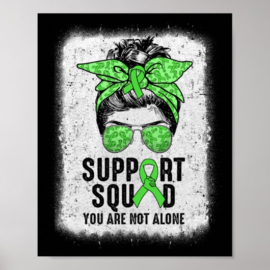 Support Squad Messy Bun Warrior Green Mental Healt Poster (Voorkant)