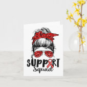 Support Squad Messy Bun Warrior Heart Disease Awar Kaart (Gele Bloem)