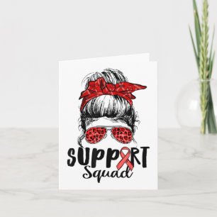 Support Squad Messy Bun Warrior Heart Disease Awar Kaart
