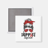 Support Squad Messy Bun Warrior Heart Disease Awar Magneet (Voorkant / Achterkant)