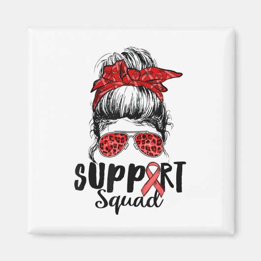 Support Squad Messy Bun Warrior Heart Disease Awar Magneet (Voorkant)