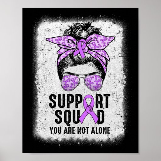 Support Squad Messy Bun Warrior Paarse Epilepsy Aw Poster (Voorkant)