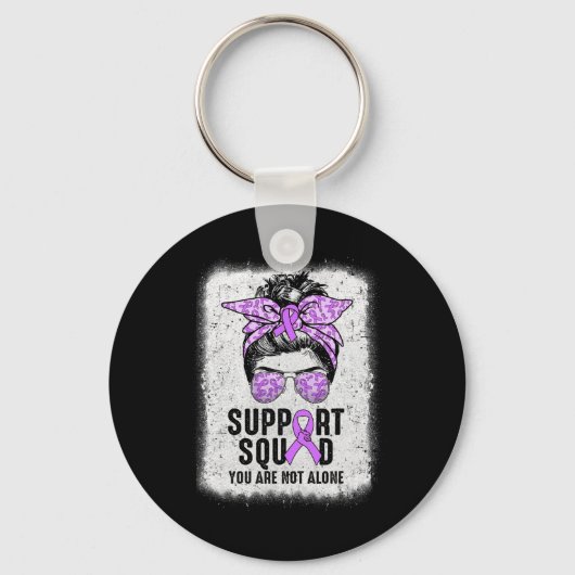 Support Squad Messy Bun Warrior Paarse Epilepsy Aw Sleutelhanger (Voorkant)