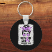 Support Squad Messy Bun Warrior Paarse Epilepsy Aw Sleutelhanger (Voorkant)