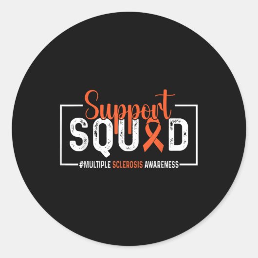 Support Squad Multiple Sclerosis Awareness MS Oran Ronde Sticker (Voorkant)