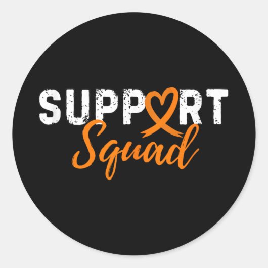 Support Squad Nierkanker Liefde Hart Oranje Ribb Ronde Sticker (Voorkant)