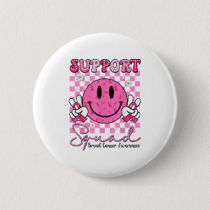 Support Squad NK Ribbon Smile Face Borstkanker AWA Ronde Button 5,7 Cm