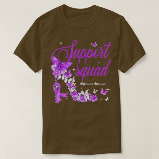 Support Squad Paars Ribbon Butterfly Alzheimer T-shirt (Design voorkant)