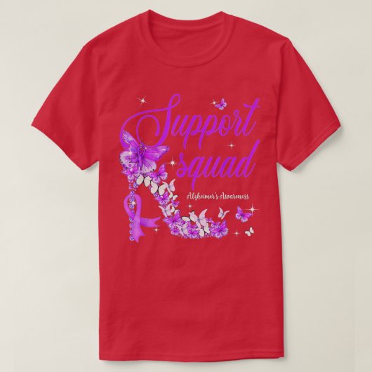 Support Squad Paars Ribbon Butterfly Alzheimer T-shirt (Design voorkant)